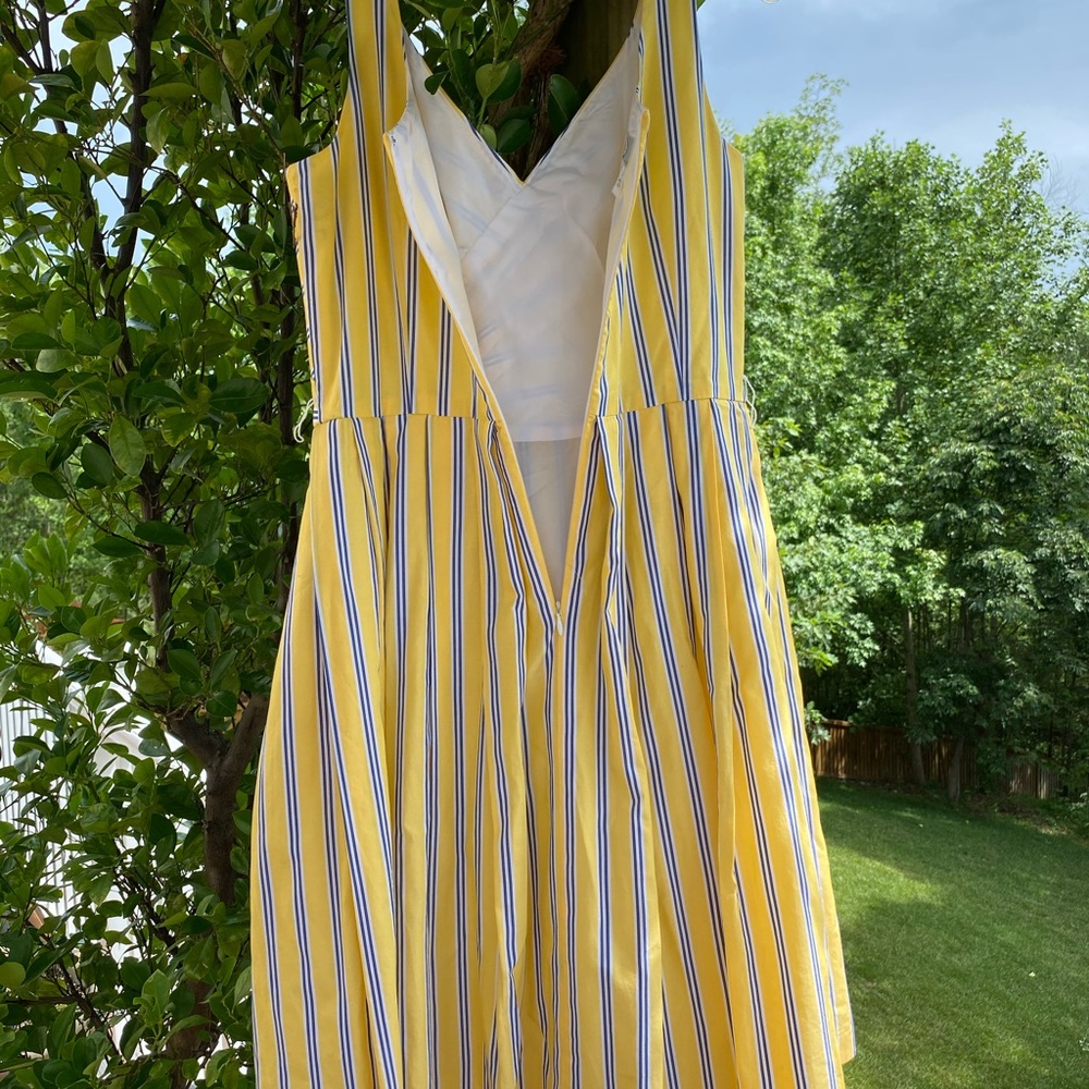 Talbots Yellow & Blue V-Neck Striped Sundress - Picture 5 of 6